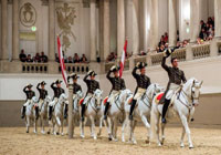 Конюшня с императорскими белыми Липпицианскими лошадями